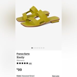 Franco Sarto Emily Spring Sandal Career Casual Beachy Seaweed Green Size 8